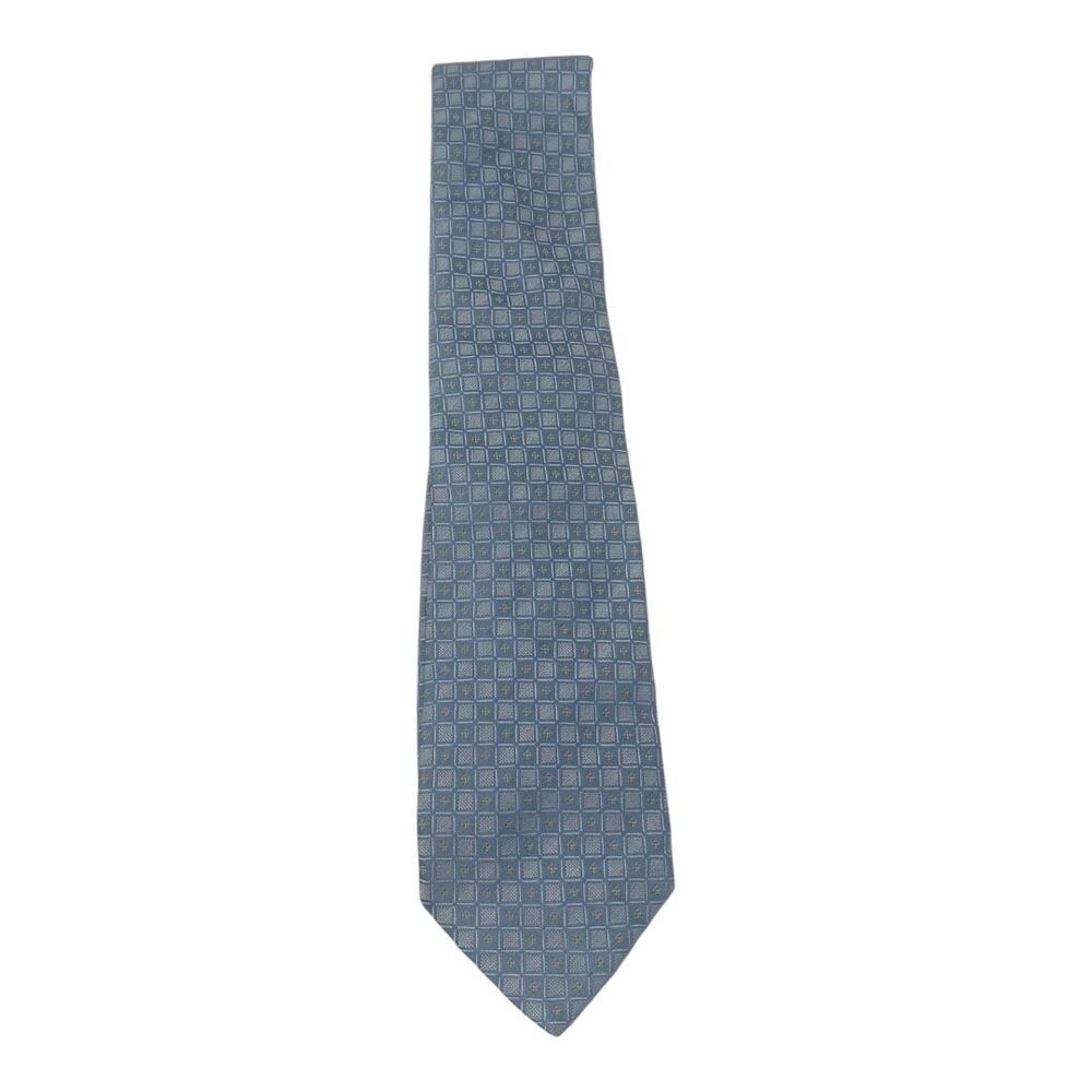 Valentino Silk Geometric Pattern Designer Tie Blue White Made in Italy